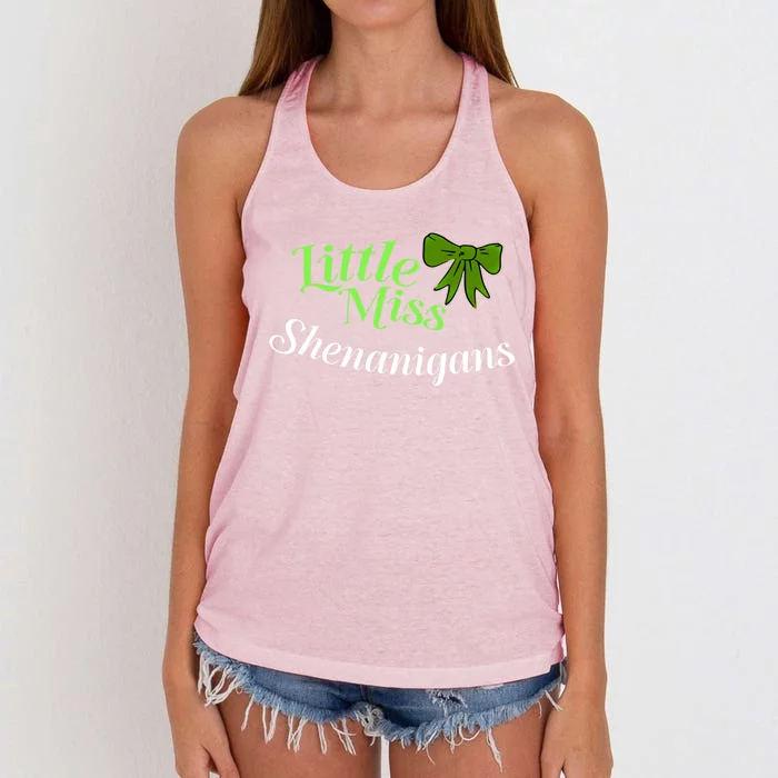 Funny St Patricks Day Little Miss Shenanigans Gift Women's Knotted Racerback Tank