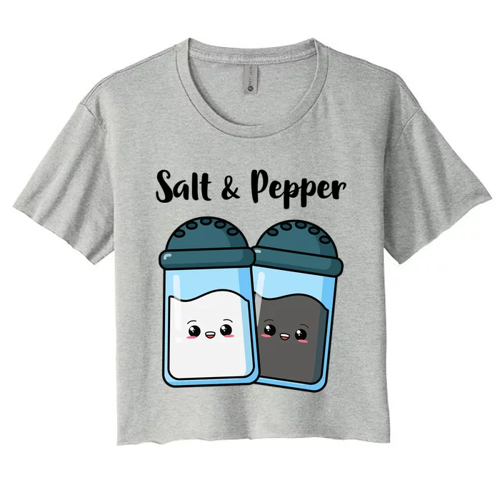 Funny Salt Pepper Halloween Costume Idea Pepper Salt Design Funny Gift Women's Crop Top Tee