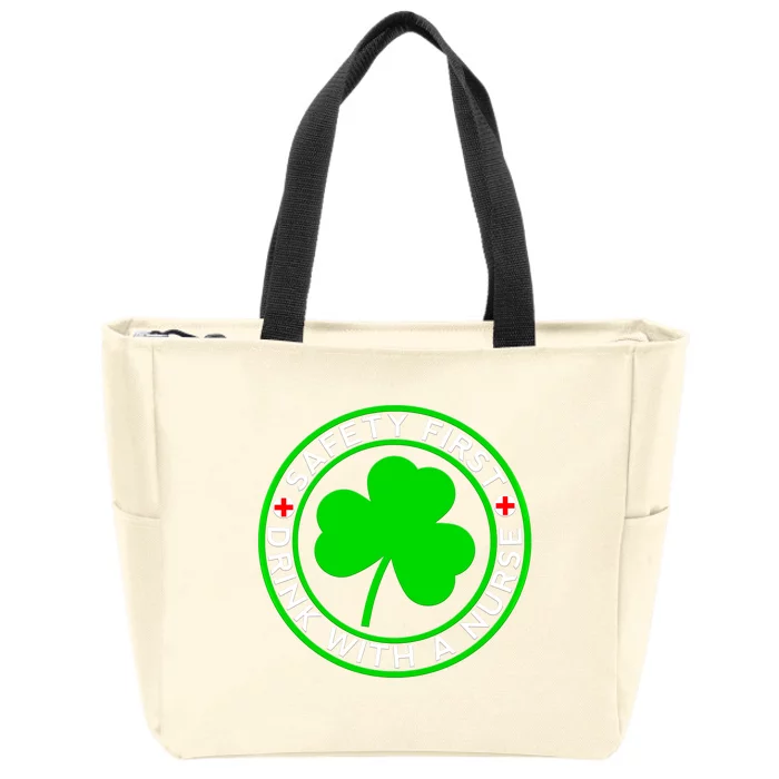 Funny St Patricks Day Safety First With A Nurse Funny Gift Zip Tote Bag