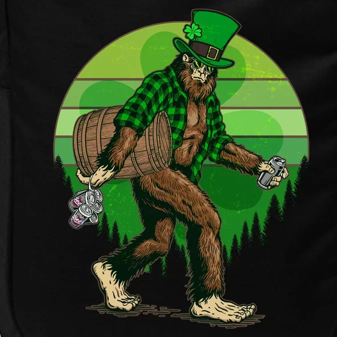 Funny St Patrick's Day Leprechaun Sasquatch With Beer Impact Tech Backpack