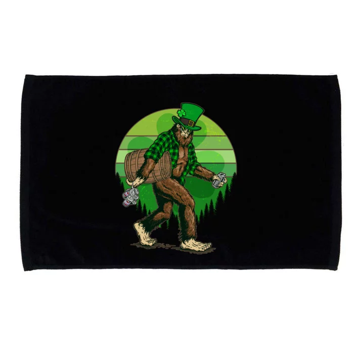 Funny St Patrick's Day Leprechaun Sasquatch With Beer Microfiber Hand Towel