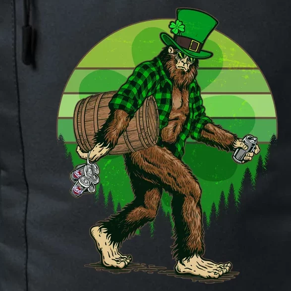 Funny St Patrick's Day Leprechaun Sasquatch With Beer Daily Commute Backpack