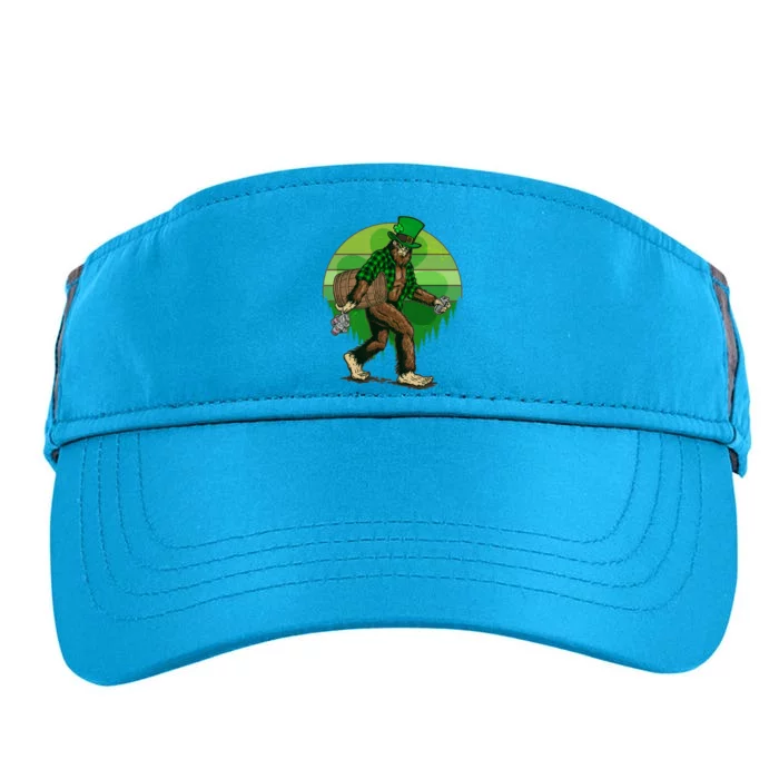 Funny St Patrick's Day Leprechaun Sasquatch With Beer Adult Drive Performance Visor