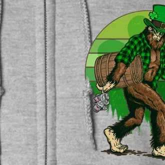 Funny St Patrick's Day Leprechaun Sasquatch With Beer Full Zip Hoodie