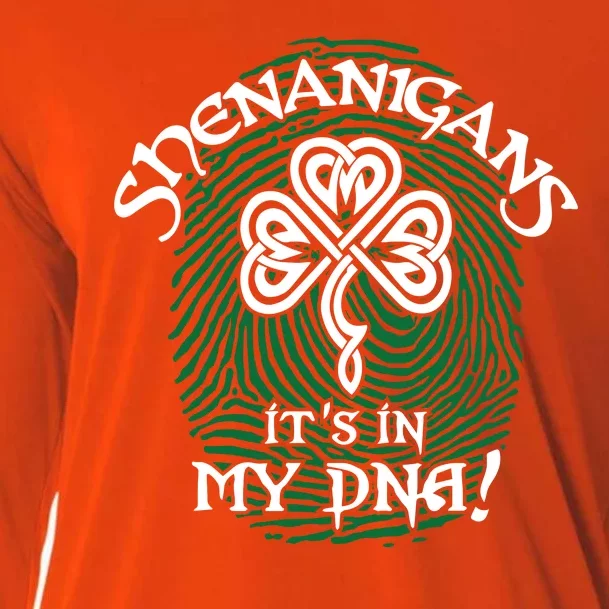 Funny St Patrick's Day Shenanigans It's In My DNA Fingerprint Cooling Performance Long Sleeve Crew