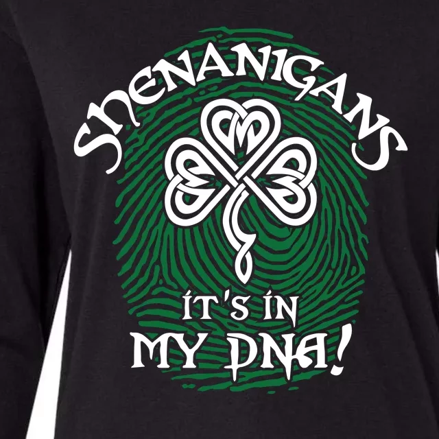 Funny St Patrick's Day Shenanigans It's In My DNA Fingerprint Womens Cotton Relaxed Long Sleeve T-Shirt