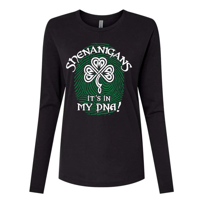 Funny St Patrick's Day Shenanigans It's In My DNA Fingerprint Womens Cotton Relaxed Long Sleeve T-Shirt