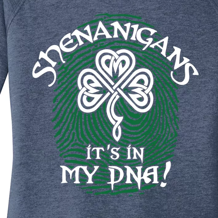 Funny St Patrick's Day Shenanigans It's In My DNA Fingerprint Women's Perfect Tri Tunic Long Sleeve Shirt