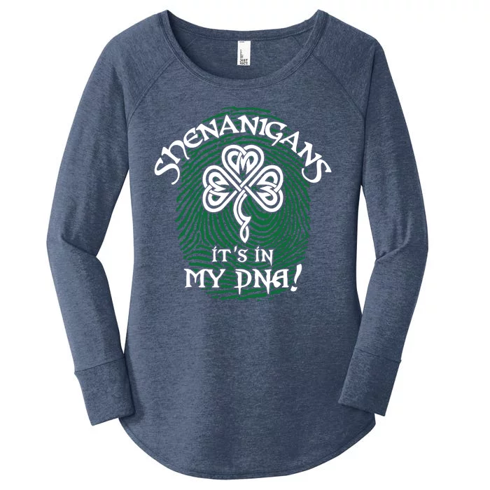 Funny St Patrick's Day Shenanigans It's In My DNA Fingerprint Women's Perfect Tri Tunic Long Sleeve Shirt