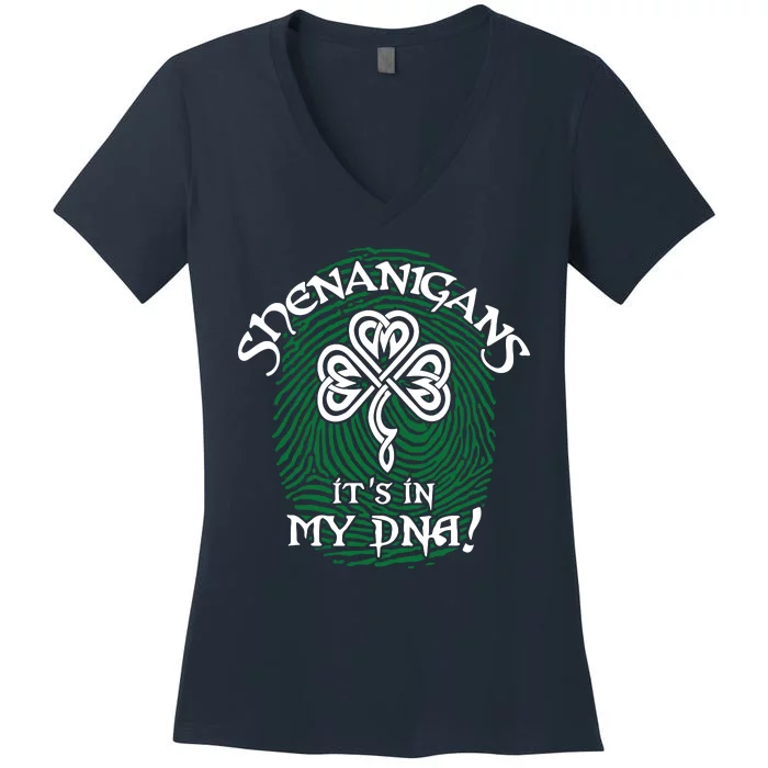 Funny St Patrick's Day Shenanigans It's In My DNA Fingerprint Women's V-Neck T-Shirt