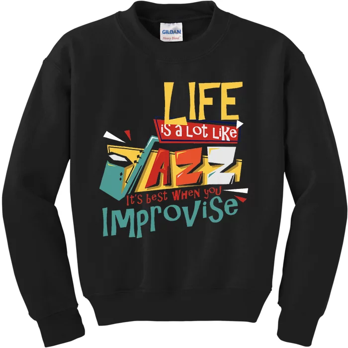 Funny Sax Player Gifts Jazz Music Saxophone Kids Sweatshirt