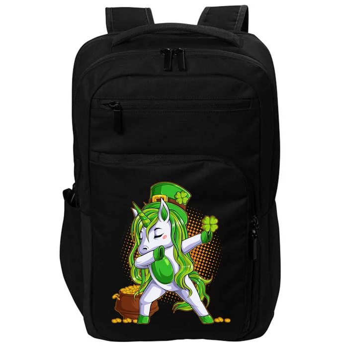 Funny St Patricks Dabbing Leprechaun Unicorn Impact Tech Backpack