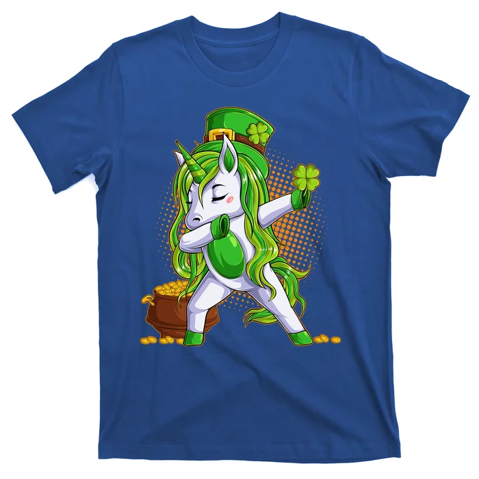 Funny St Patricks Dabbing Leprechaun Unicorn T-Shirt