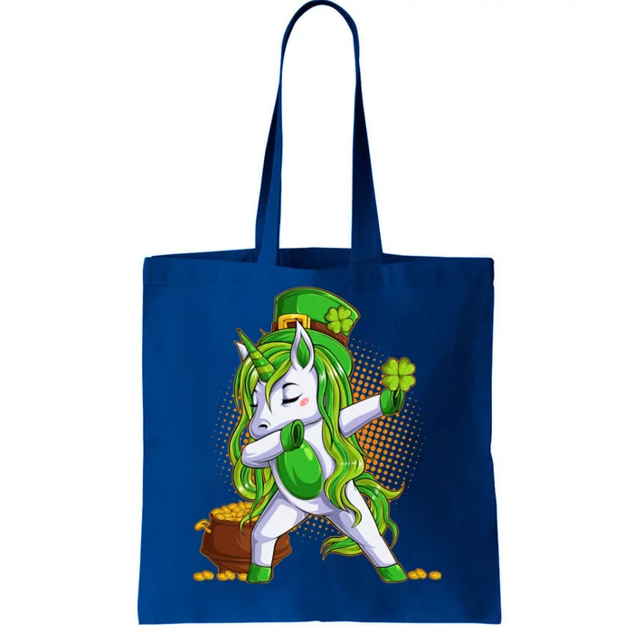 Funny St Patricks Dabbing Leprechaun Unicorn Tote Bag