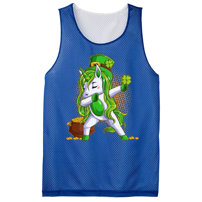 Funny St Patricks Dabbing Leprechaun Unicorn Mesh Reversible Basketball Jersey Tank