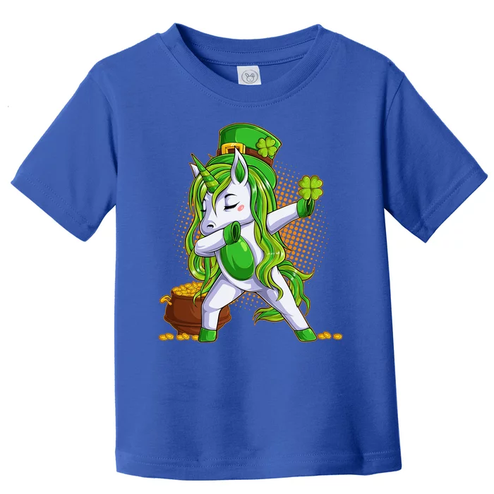 Funny St Patricks Dabbing Leprechaun Unicorn Toddler T-Shirt