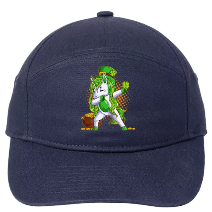 Funny St Patricks Dabbing Leprechaun Unicorn 7-Panel Snapback Hat