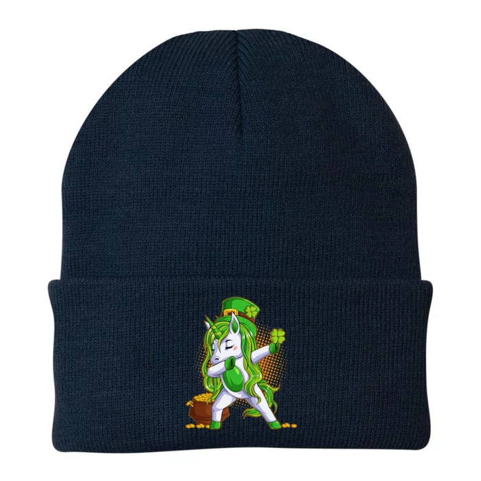 Funny St Patricks Dabbing Leprechaun Unicorn Knit Cap Winter Beanie