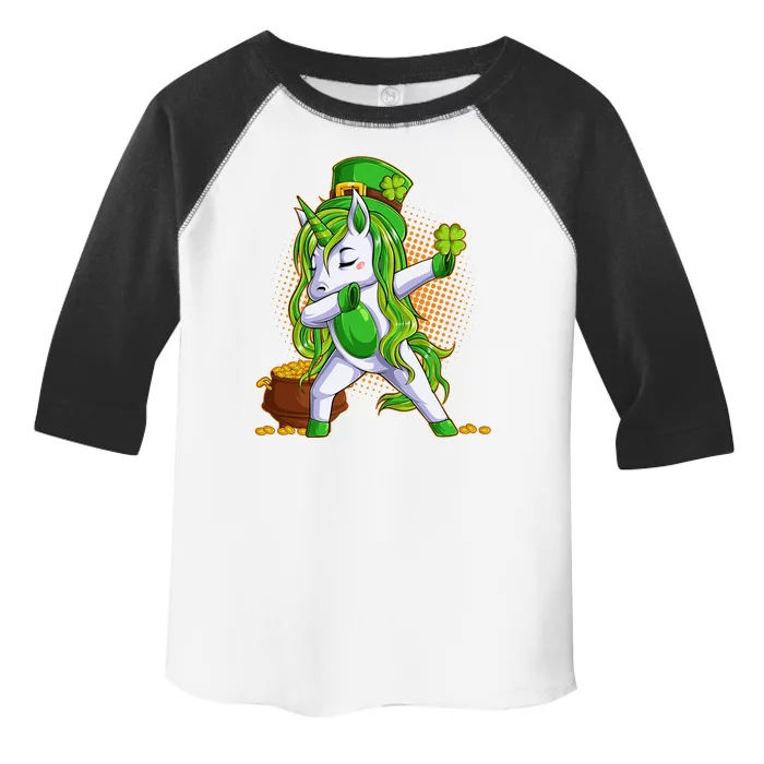 Funny St Patricks Dabbing Leprechaun Unicorn Toddler Fine Jersey T-Shirt