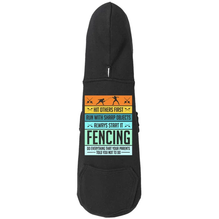 Fencing Sport Pun Doggie 3-End Fleece Hoodie