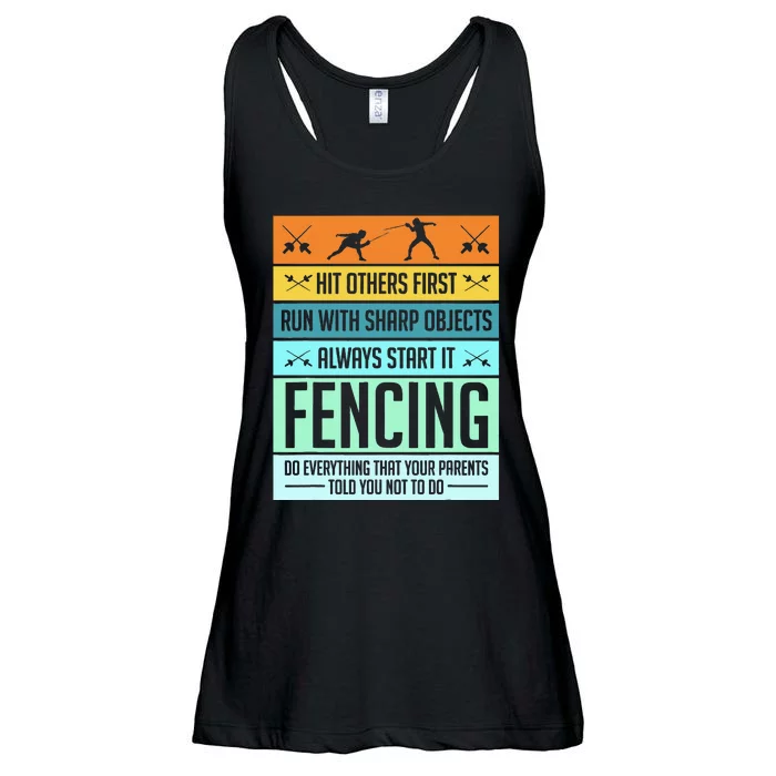 Fencing Sport Pun Ladies Essential Flowy Tank