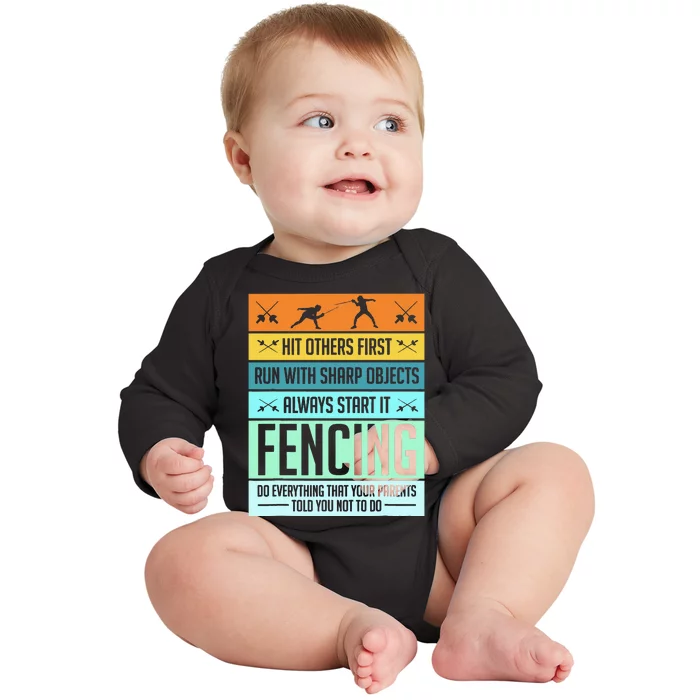 Fencing Sport Pun Baby Long Sleeve Bodysuit