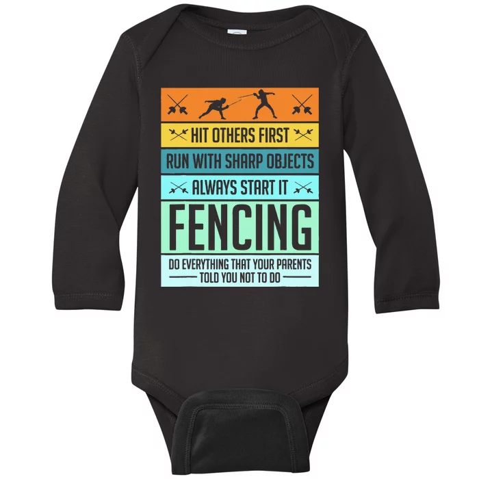 Fencing Sport Pun Baby Long Sleeve Bodysuit