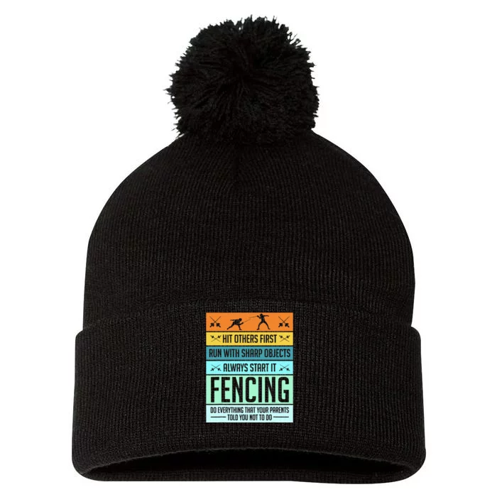 Fencing Sport Pun Pom Pom 12in Knit Beanie