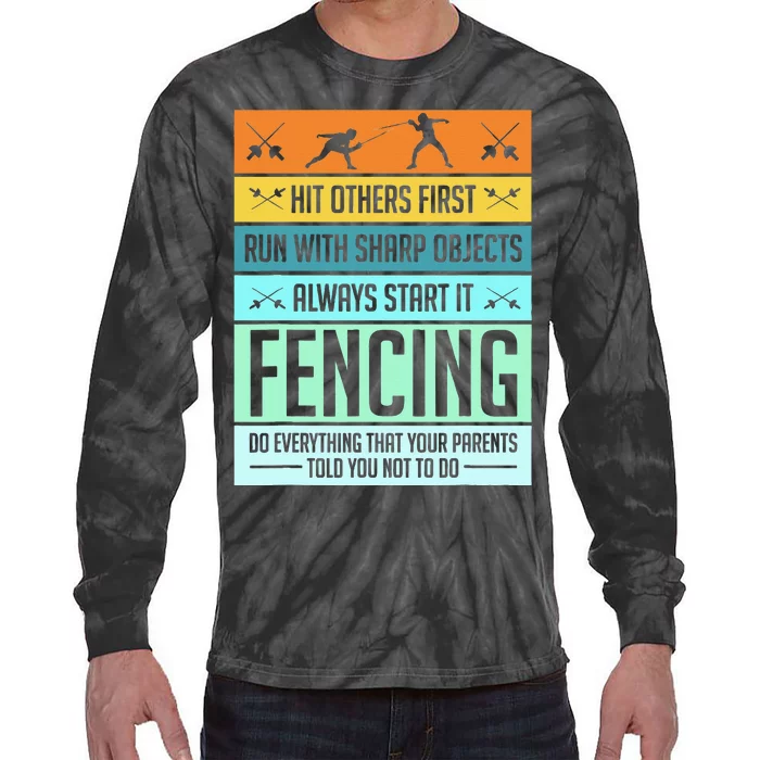 Fencing Sport Pun Tie-Dye Long Sleeve Shirt