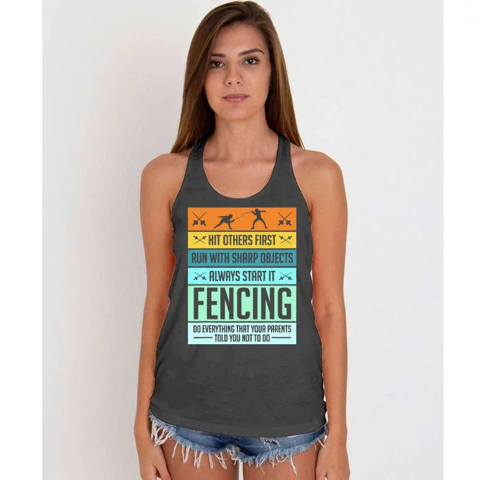 Fencing Sport Pun Women's Knotted Racerback Tank