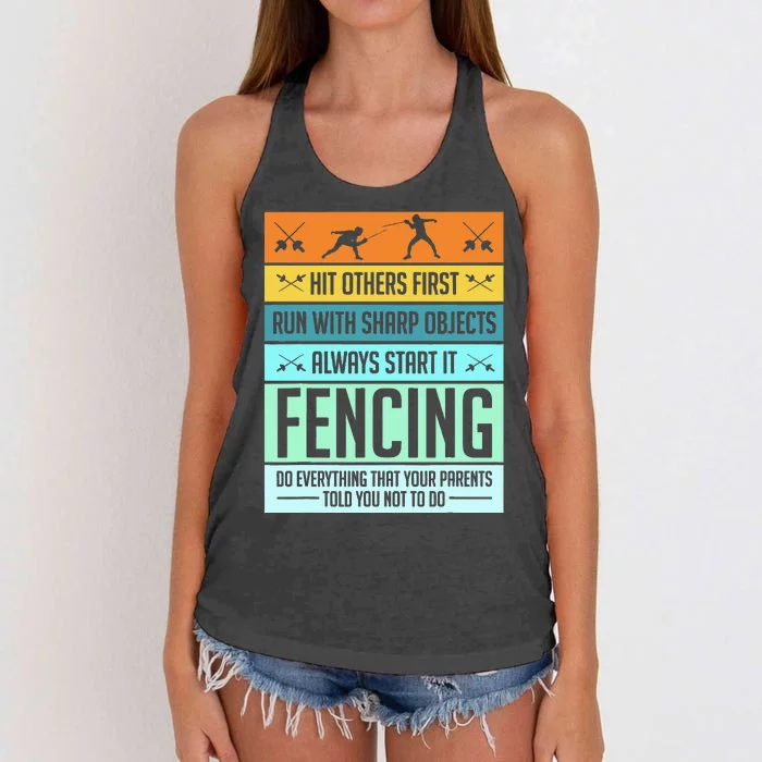 Fencing Sport Pun Women's Knotted Racerback Tank