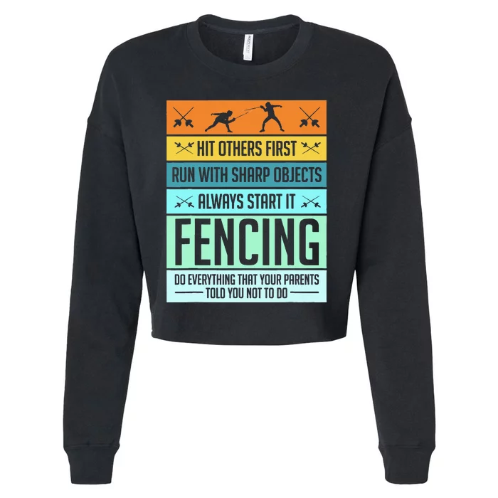 Fencing Sport Pun Cropped Pullover Crew