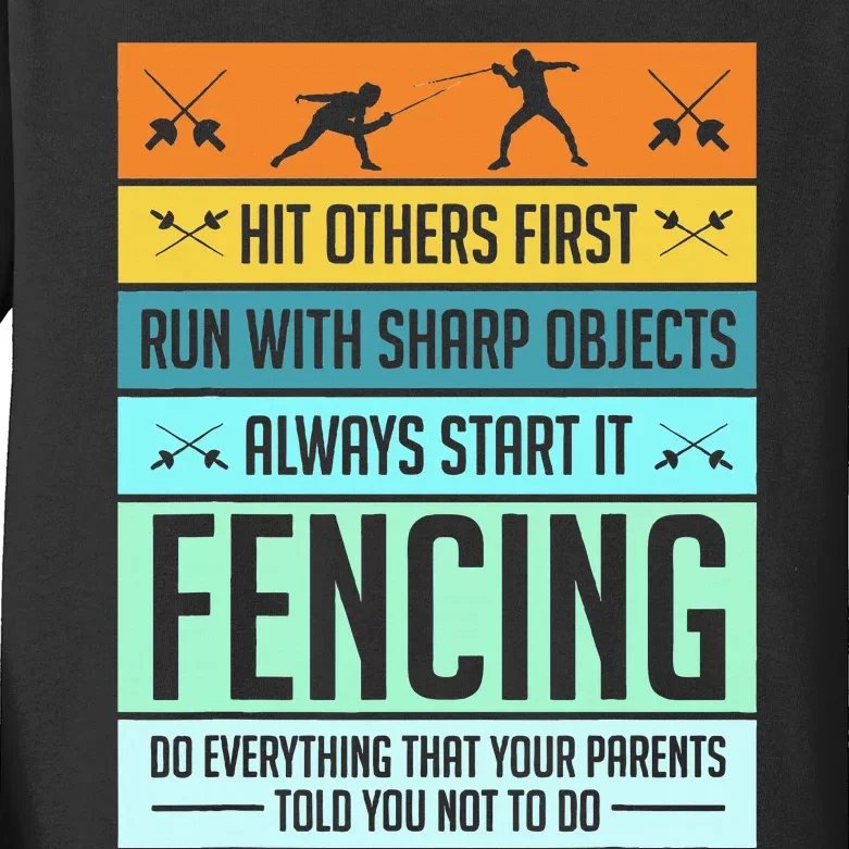 Fencing Sport Pun Kids Long Sleeve Shirt