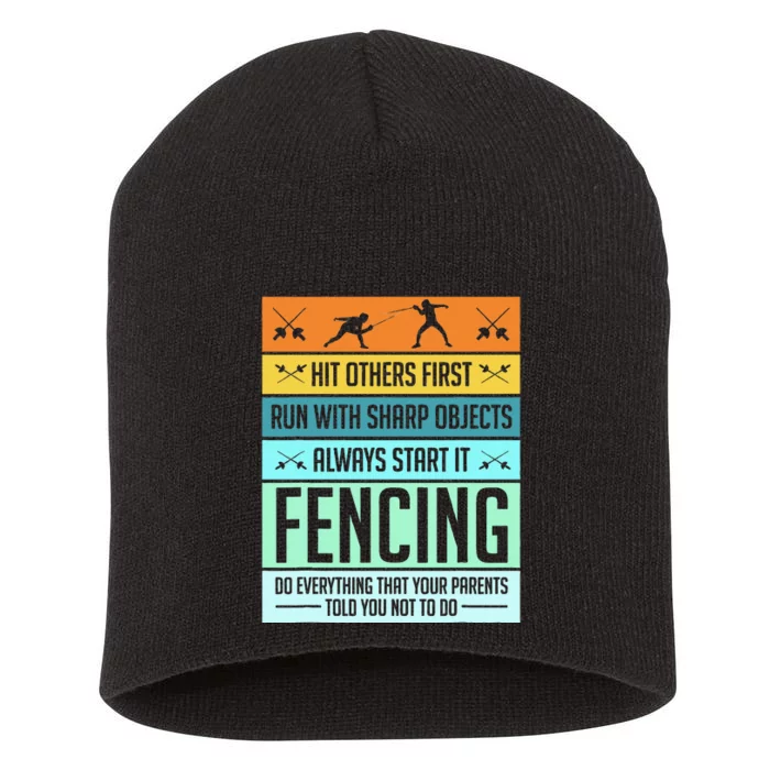 Fencing Sport Pun Short Acrylic Beanie