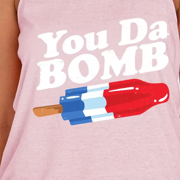 Funny Summer Popsicle Pop Retro You Da Bomb 80's Gift Women's Knotted Racerback Tank