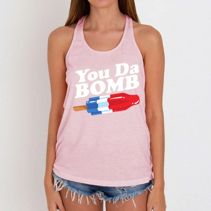 Funny Summer Popsicle Pop Retro You Da Bomb 80's Gift Women's Knotted Racerback Tank