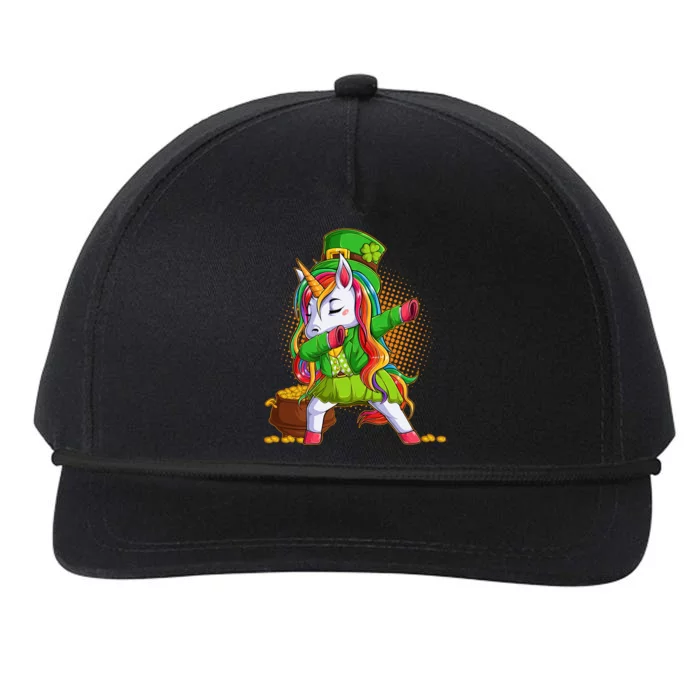 Funny St Patricks Dabbing Leprechaun Rainbow Unicorn Snapback Five-Panel Rope Hat