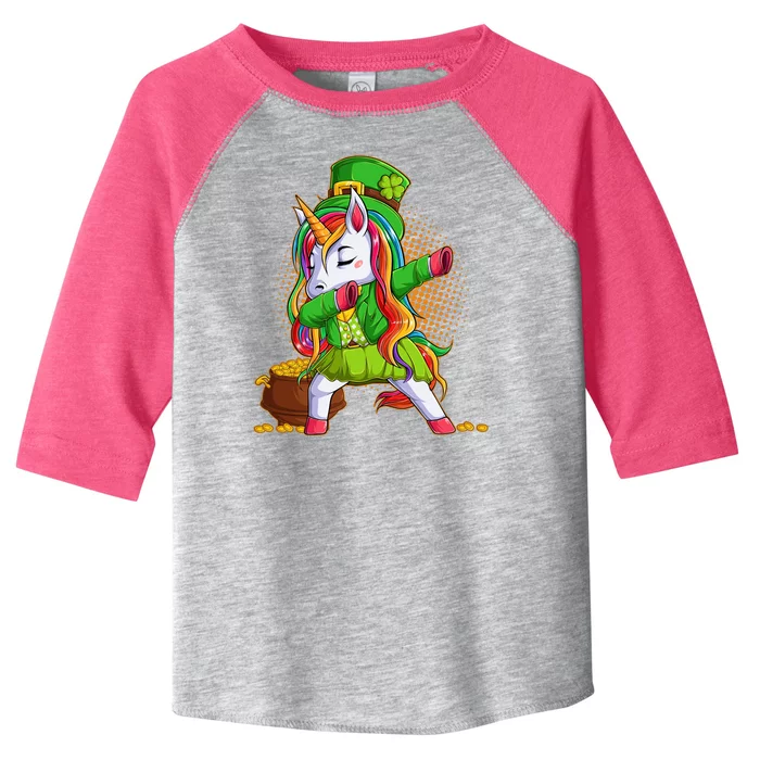 Funny St Patricks Dabbing Leprechaun Rainbow Unicorn Toddler Fine Jersey T-Shirt