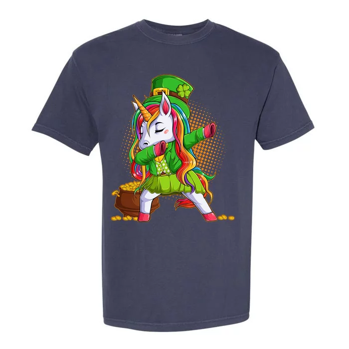 Funny St Patricks Dabbing Leprechaun Rainbow Unicorn Garment-Dyed Heavyweight T-Shirt