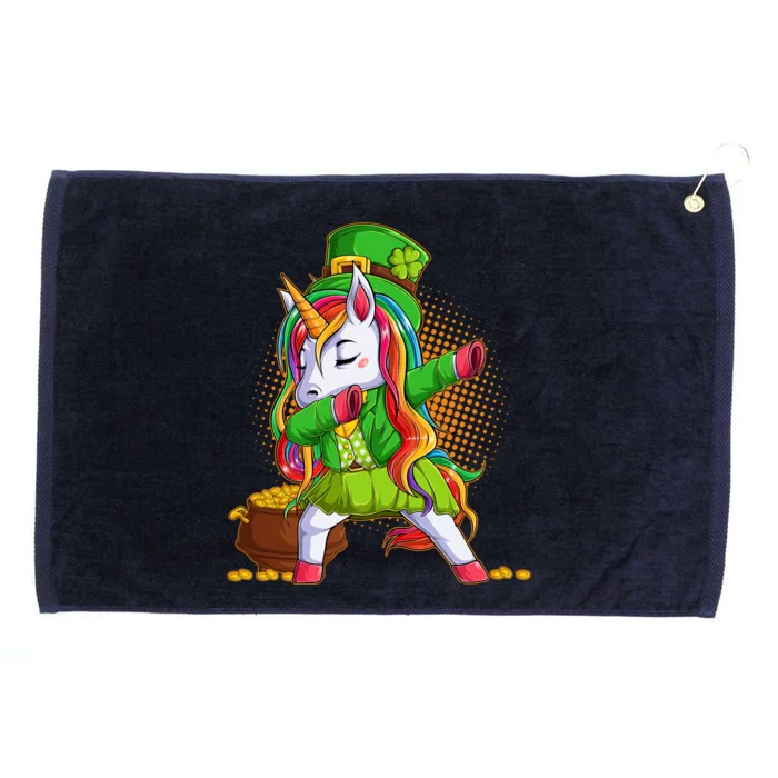 Funny St Patricks Dabbing Leprechaun Rainbow Unicorn Grommeted Golf Towel