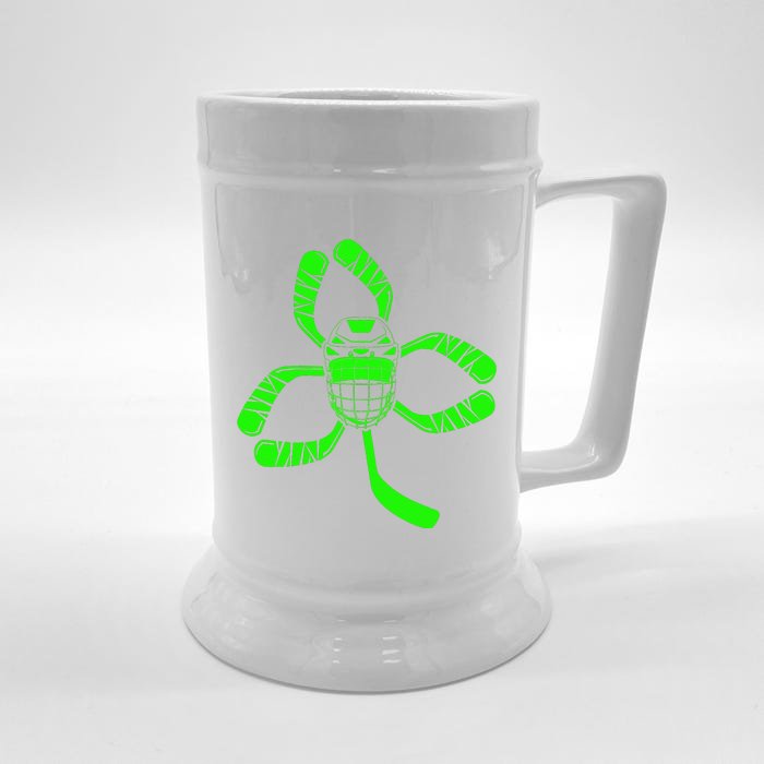 Funny St Patrick's Day Hockey Shamrock Front & Back Beer Stein