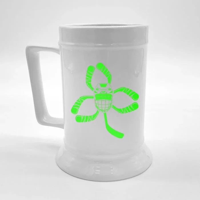 Funny St Patrick's Day Hockey Shamrock Front & Back Beer Stein