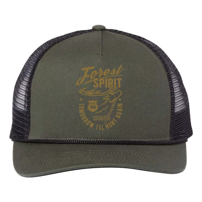 Forest Spirit Professional Hunting Club Tomorrow I'll Hunt Again Retro Rope Trucker Hat Cap