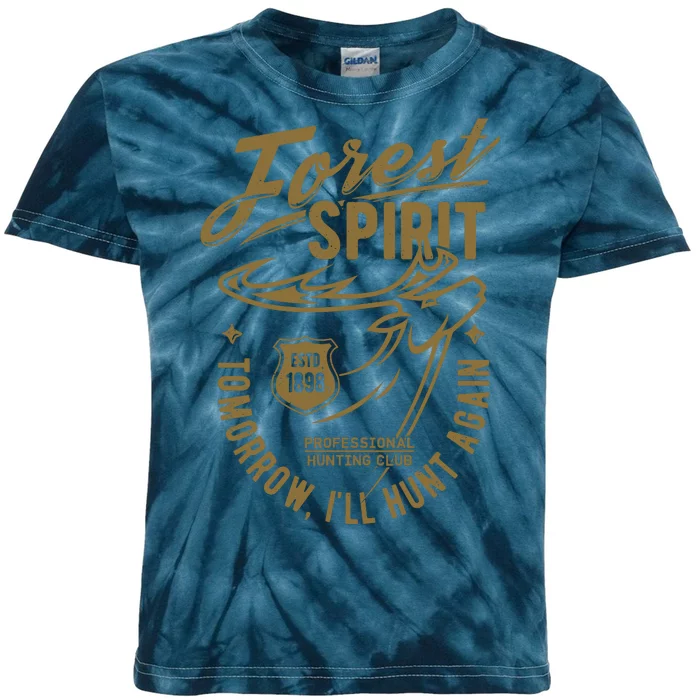 Forest Spirit Professional Hunting Club Tomorrow I'll Hunt Again Kids Tie-Dye T-Shirt