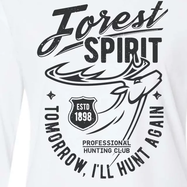 Forest Spirit Professional Hunting Club Tomorrow I'll Hunt Again Womens Cotton Relaxed Long Sleeve T-Shirt