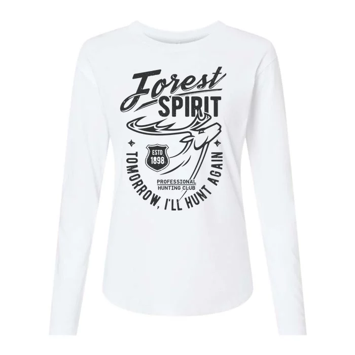 Forest Spirit Professional Hunting Club Tomorrow I'll Hunt Again Womens Cotton Relaxed Long Sleeve T-Shirt