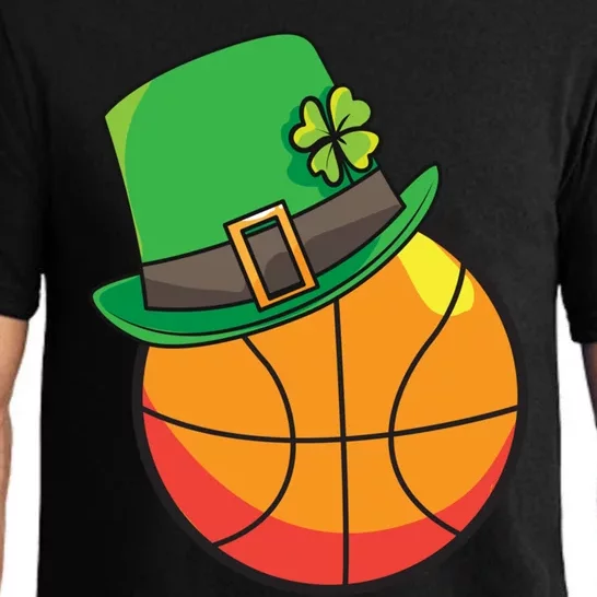 Fun St Patrick's Day Basketball Lucky Leprechaun Clover Hat Gift Pajama Set