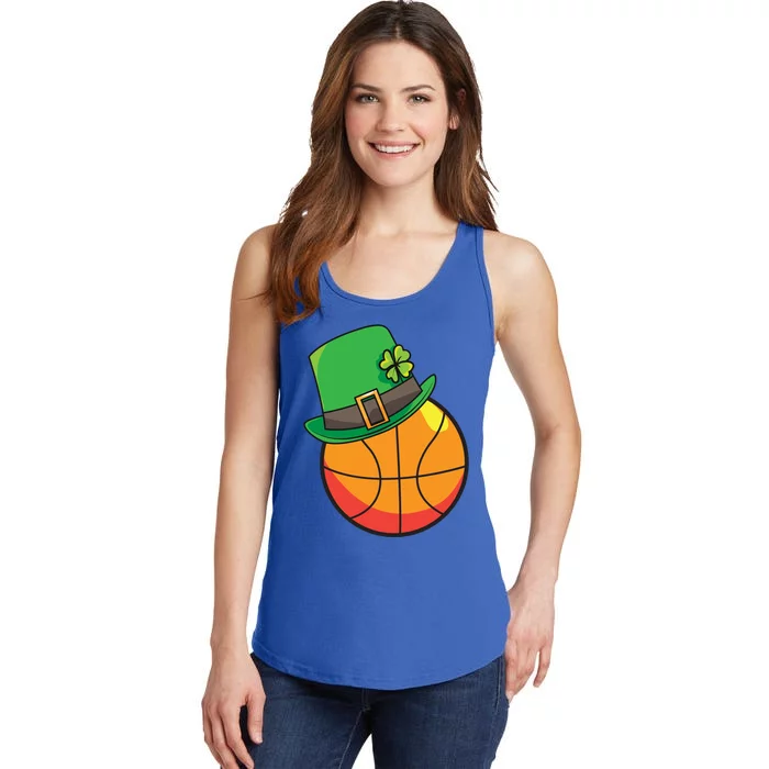 Fun St Patrick's Day Basketball Lucky Leprechaun Clover Hat Gift Ladies Essential Tank