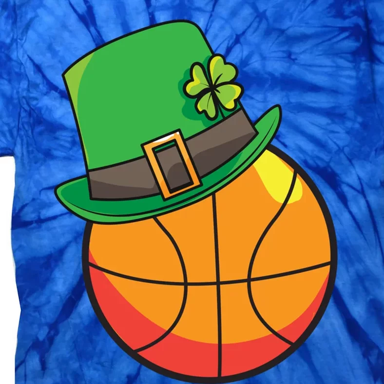 Fun St Patrick's Day Basketball Lucky Leprechaun Clover Hat Gift Tie-Dye T-Shirt