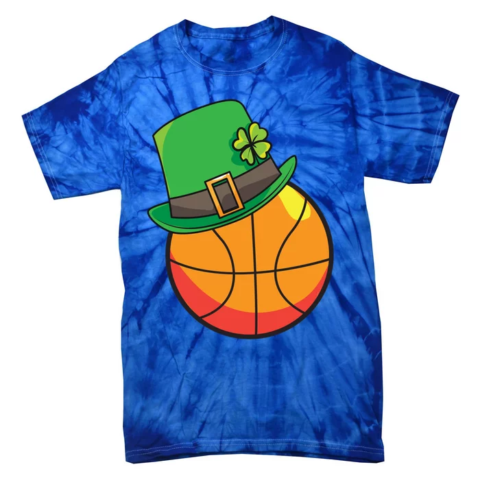 Fun St Patrick's Day Basketball Lucky Leprechaun Clover Hat Gift Tie-Dye T-Shirt